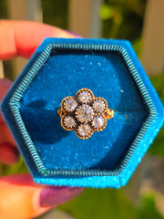 Antique 18k Gold and Silver Daisy Diamond Ring | Indulgems