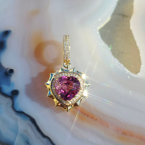 14k Yellow Gold 3.6 Carat Malaya Garnet Heart Pendant | Indulgems | Aurora