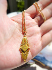 15K Gold Botanical Themed Diamond Accent Pendant | Indulgems | Antique Revival