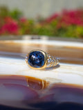 18k Solid Gold 5.8ct Royal Blue Sapphire & Diamond Vintage Ring Size 6.5 | Indulgems