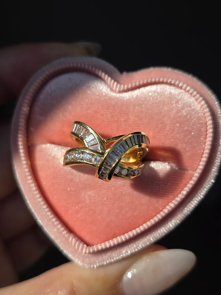 14k Yellow Gold Diamond Vintage Curve Ring Size 6.5 | Indulgems