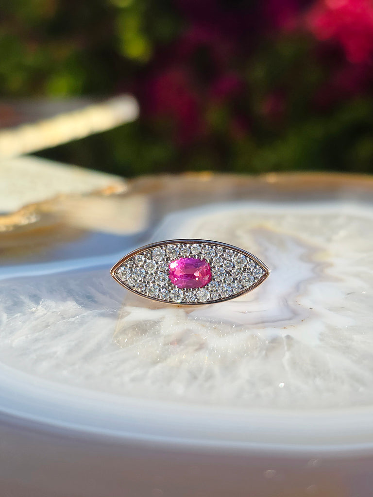 14k Rose Gold & Platinum Mahenge Spinel Diamond Ring | Indulgems | Luna Collection