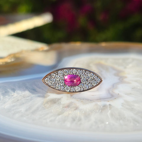 14k Rose Gold & Platinum Mahenge Spinel Diamond Ring | Indulgems | Luna Collection