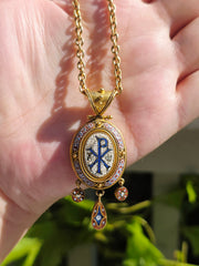 18k Solid Gold Antique Micromosaic Pendant Locket | Indulgems
