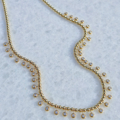 18k Yellow Gold Mimosa Necklace in Diamond Bubbles - Custom Order Deposit