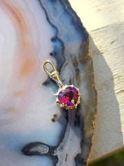 14k Yellow Gold Malaya Garnet Gemstone Heart Aurora Pendant | Indulgems