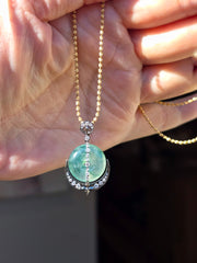 14k Gold Black Rhodium Burmese Jadeite Pendant | Indulgems