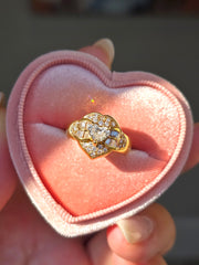 18k Solid Gold Natural Diamond Heart Ring | Indulgems | Vintage