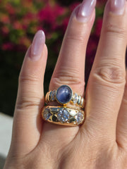 14k Yellow Gold 4.5ct Star Sapphire Cabochon Ring Size 10 | Indulgems | Emma