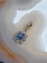 14k Solid Gold Unheated Sapphire Natural Diamond Pendant | Indulgems | Diana Collection
