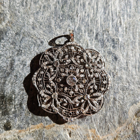 Antique Rose Cut Diamond Filigree Large Statement Pendant | Antique Jewelry | Indulgems | Designs in Real Gold