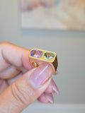 14k Yellow Gold Lilac Spinel & Mint Tourmaline Ring Size 7 | Indulgems | Duality