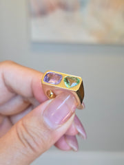 14k Yellow Gold Lilac Spinel & Mint Tourmaline Ring Size 7 | Indulgems | Duality