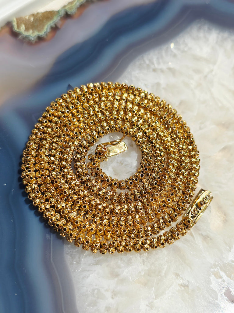 Antique 18K Yellow Gold Cannatille Long Chain Necklace 28" | Indulgems | Designs in Real Gold