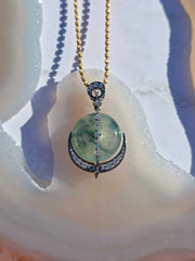 14k Gold Black Rhodium Burmese Jadeite Pendant | Indulgems