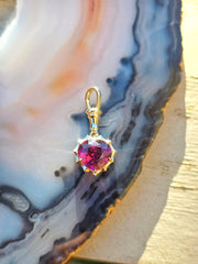 14k Yellow Gold Malaya Garnet Gemstone Heart Aurora Pendant | Indulgems