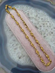 18k Solid Gold Vintage French Knotted Link Necklace | Indulgems