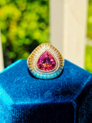 18k Solid Gold Pink Tourmaline Diamond Ring Sz 8 | Indulgems | Hanabi Collection