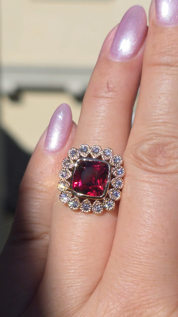 18k Solid Rose Gold 6.10ct Rare Natural Pyrope Spessartite Garnet Ring Size 7 | Indulgems