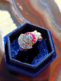 14k Yellow Gold Old Cut Diamond Ruby Tank Ring | Indulgems | Vintage