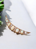 14k Yellow Gold Antique Opal & Rose-cut Diamond Brooch | Indulgems | Antique Jewelry