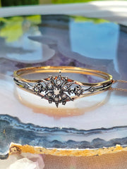 18K Rose Gold & Silver Antique Rose Cut Diamond Star Motif Bangle Bracelet | Indulgems | Designs in Real Gold