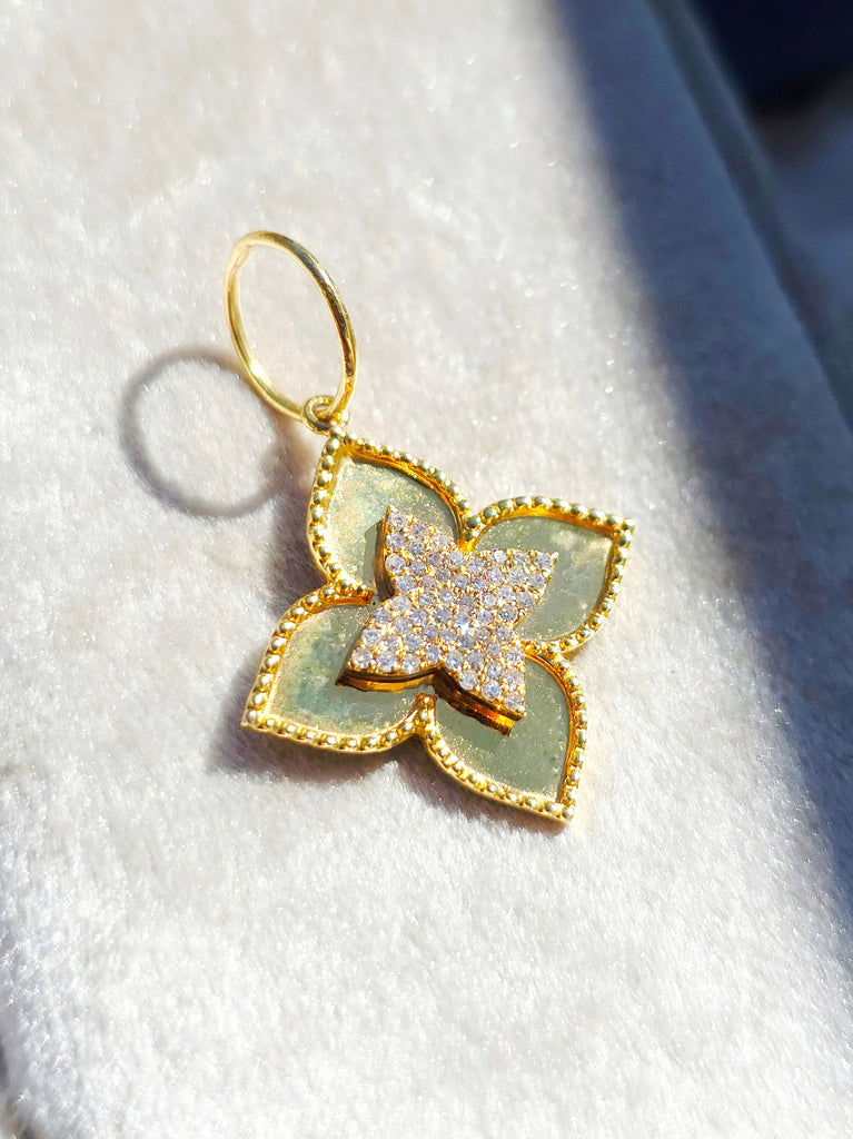 Four Leaf Clover Diamond 14K Gold Pendant