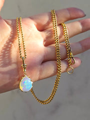 14k Yellow Gold Aurora Pendant with Ethiopian Opal Cabochon | Indulgems