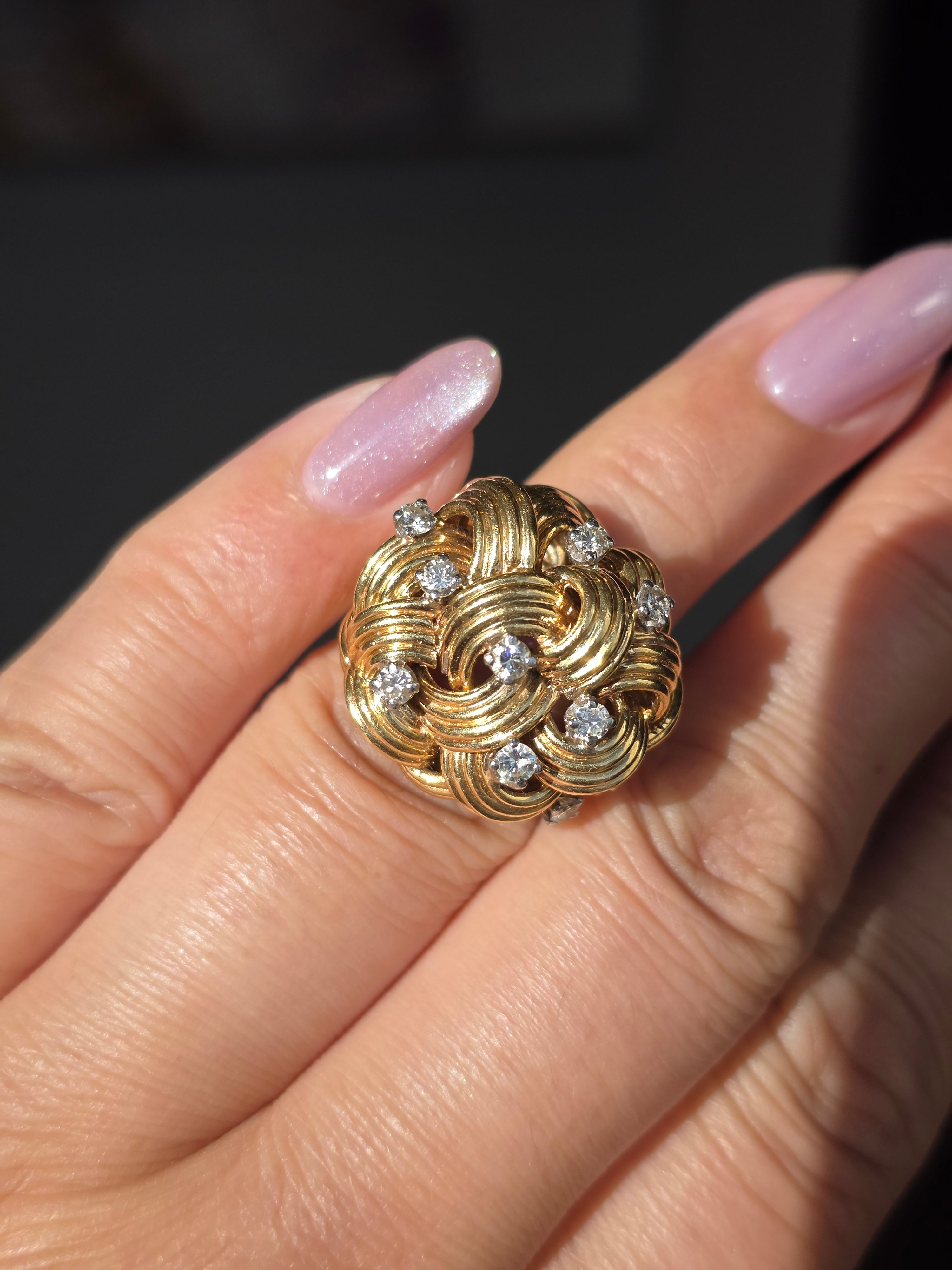 18k Solid Gold Vintage Diamond Ring Size 7 | Indulgems