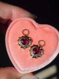 14k Yellow Gold Burmese Spinel Heart Earring Charms | Indulgems | Aurora Halo
