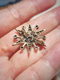 14K Yellow Gold & Silver - Antique Diamond Star Brooch | Indulgems | Designs in Real Gold