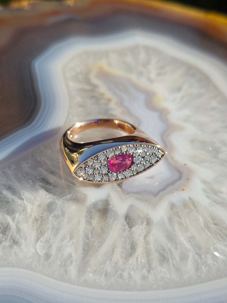 14k Rose Gold & Platinum Mahenge Spinel Diamond Ring | Indulgems | Luna Collection
