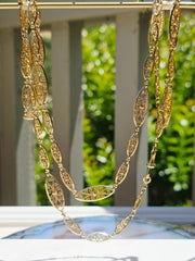 18K Gold Antique Filigree Link Long Chain Necklace 36.5" | Indulgems | Designs in Real Gold