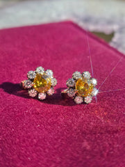 14k Yellow Gold Sphene & Diamond Omega Earrings | Indulgems | Diana Collection