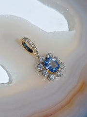 14k Solid Gold Unheated Sapphire Natural Diamond Pendant | Indulgems | Diana Collection