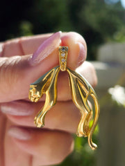 18k Solid Gold Vintage Large Hanging Panther Pendant | Indulgems