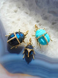 14k Yellow Gold Gemstone Carving Scarab Beetle Charm Pendant with Diamond Accent | Indulgems