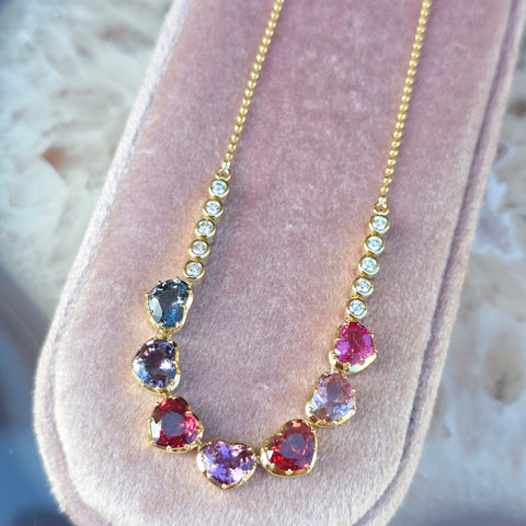 14k Yellow Gold Burmese Spinel Heart Necklace | Indulgems