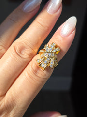 18k Solid Gold Diamond Ribbon Bow Ring Size 6.5 | Indulgems