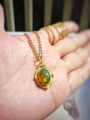 Opal Diamond 24K Gold Pendant