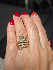18k Solid Gold Diamond Snake Ring Sz 6.5 | Indulgems
