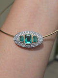 Platinum & 14K Yellow Gold Zambian Emerald Diamond Pendant Clip | Indulgems