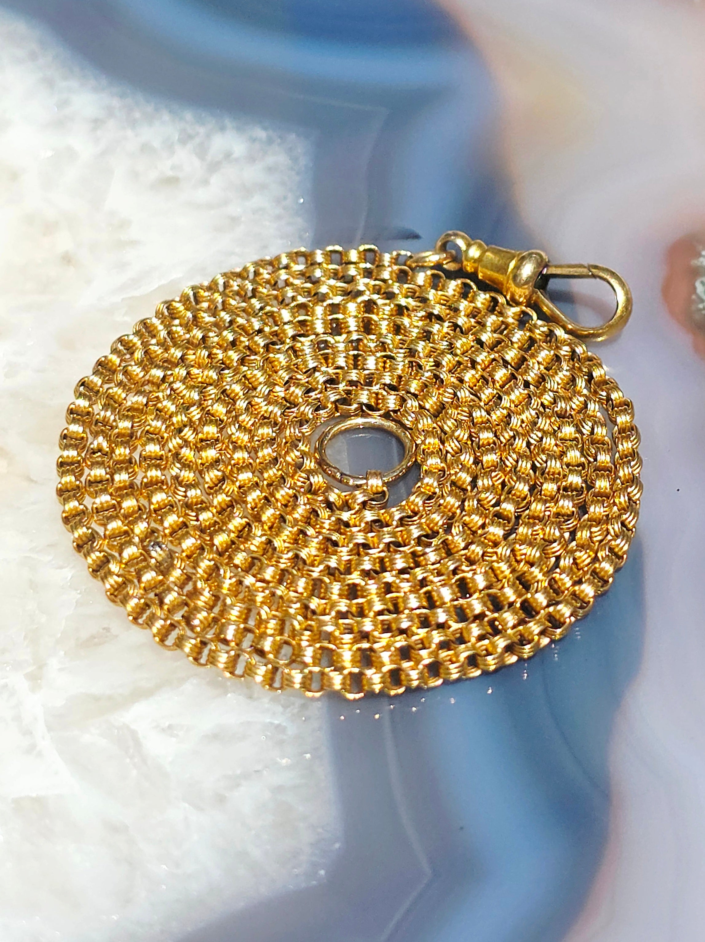 14k Yellow Gold Antique Long Guard Chain Necklace | Indulgems
