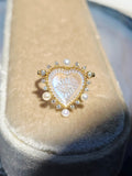 18k Solid Gold Handcarved Rainbow Moonstone All-seeing Eye Motif Heart Ring Pendant | Indulgems | Designs in Real Gold