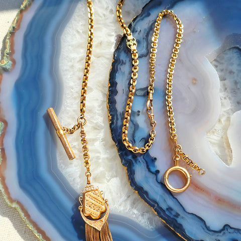 18k Solid Gold French Antique Medley Watch Chain Necklace | Indulgems | Antique Revival