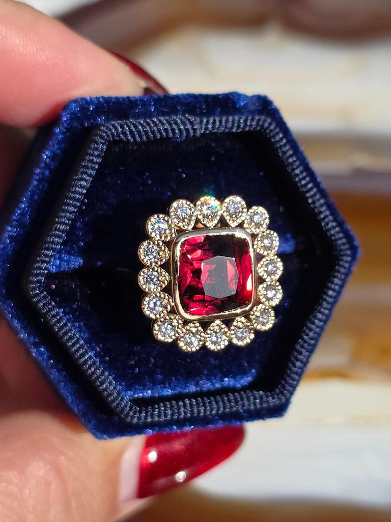 18k Solid Rose Gold 6.10ct Rare Natural Pyrope Spessartite Garnet Ring Size 7 | Indulgems