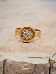 18K Solid Yellow Gold Old Cut Diamond 0.8 ct Donut Ring Sz 6.5