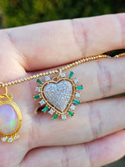 Diamond & Emerald Heart 14K Gold Pendant