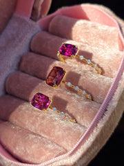 14k Yellow Gold Trio Stacking Rings with Malaya Garnet | Indulgems