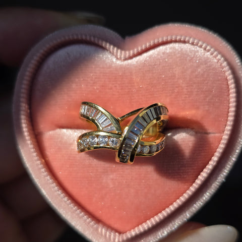 14k Yellow Gold Diamond Vintage Curve Ring Size 6.5 | Indulgems